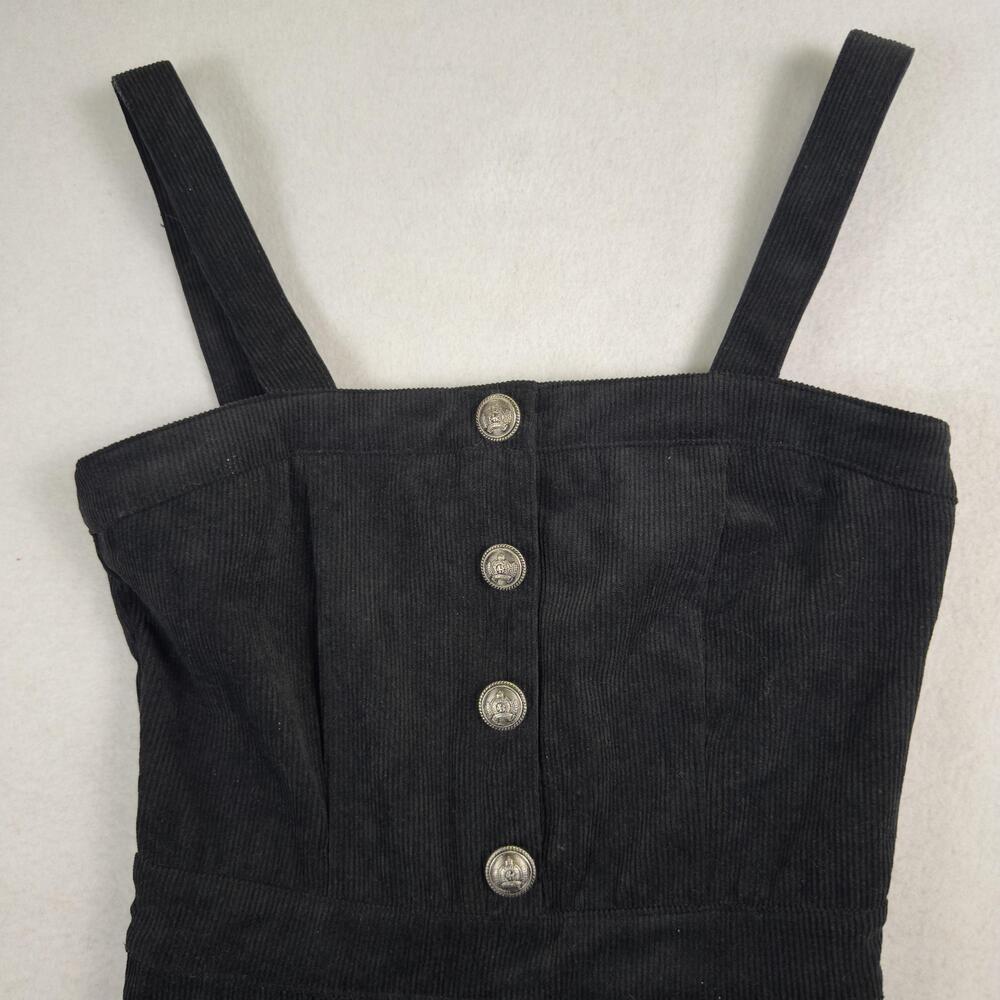 Vtg Y2K JEALOUS TOMATO Jumpsuit Bell Bottom Flare Stretch Corduroy Black Size XS - Picture 3 of 16